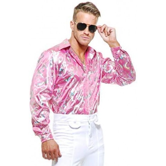 Chemise disco pour adulte de couleur rose