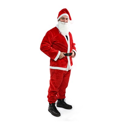 Costume de Père Noël en peluche complet 5 pièces